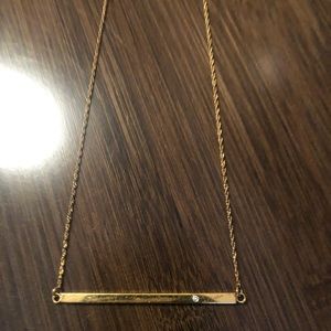 Jennifer Zeuner Gold Bar Necklace with Diamond